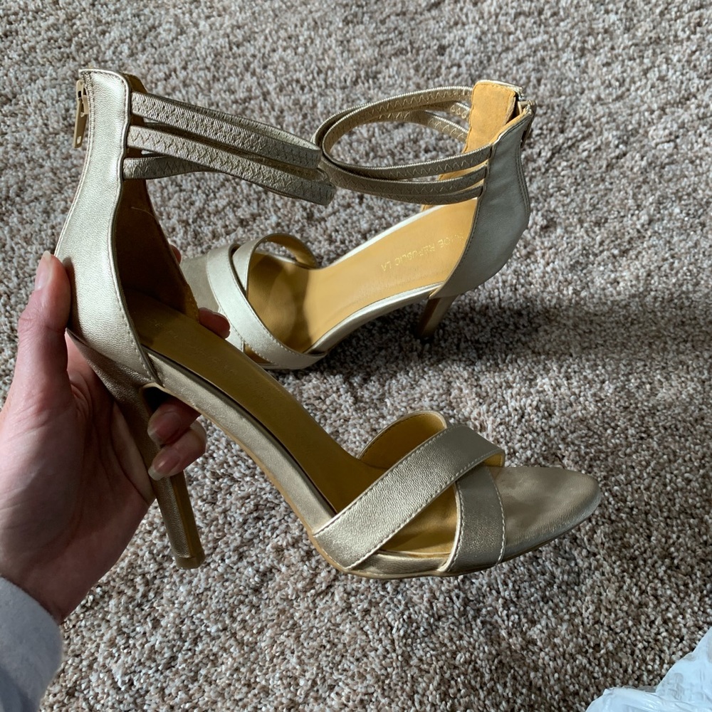 Gold high ankle stilettos